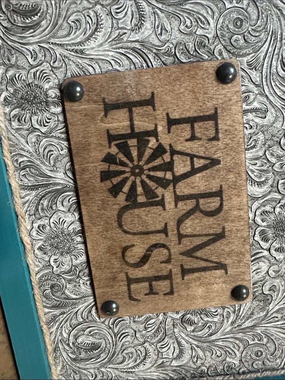 Hand Made Farm House Turquoise Framed Wall Art